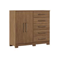 Cômoda Infantil Malaga 2.5 2 Portas e 5 Gavetas c/ Pés Jatoba - Santos Andirá - 1