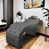 Maca Estofada Para Clínica De Estética Facial Com Capitonê Andressa Veludo Speciale Home Cinza Chumbo - 3