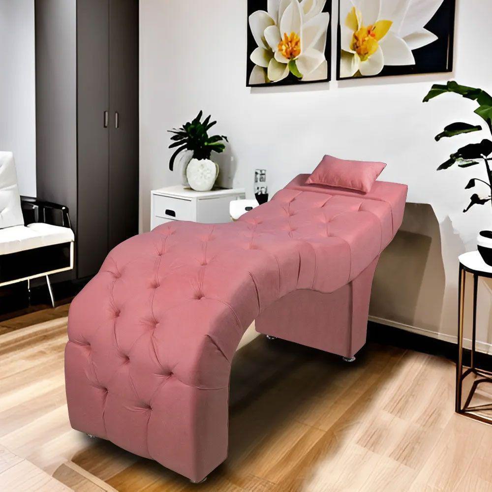 Maca Estofada Para Clínica De Estética Facial Com Capitonê Andressa Veludo Speciale Home Coral - 4