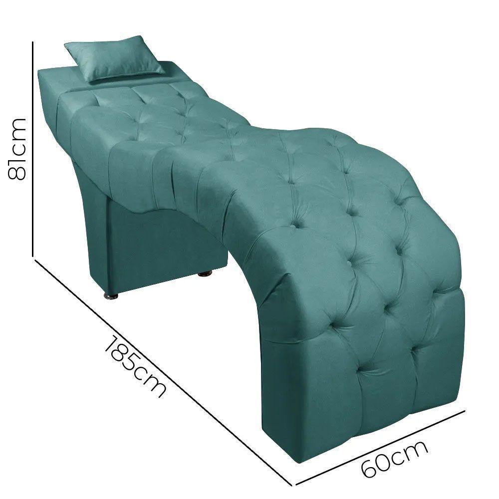 Maca Estofada Para Clínica De Estética Facial Com Capitonê Andressa Veludo Turquesa Speciale Home Turquesa - 4