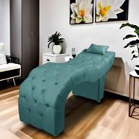 Maca Estofada Para Clínica De Estética Facial Com Capitonê Andressa Veludo Turquesa Speciale Home Turquesa - 2