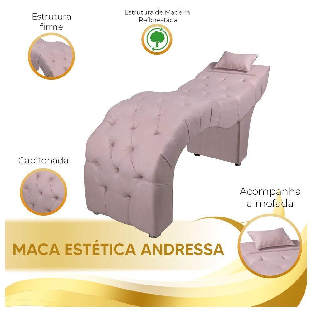 Maca Estofada Para Clínica De Estética Facial Com Capitonê Andressa Veludo Speciale Home Rose - 3