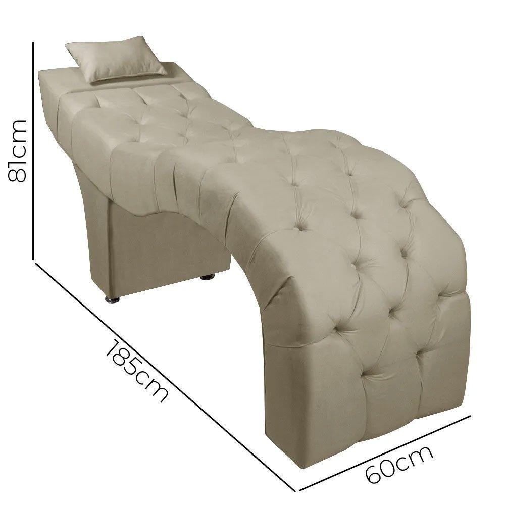 Maca Estofada Para Clínica De Estética Facial Com Capitonê Andressa Suede Bege Speciale Home Bege - 5