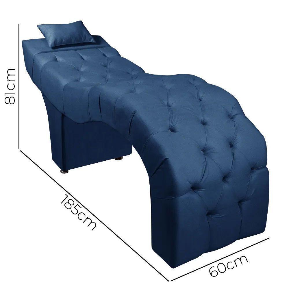 Maca Estofada Para Clínica De Estética Facial Com Capitonê Andressa Veludo Speciale Home Azul - 6
