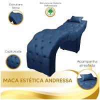 Maca Estofada Para Clínica De Estética Facial Com Capitonê Andressa Veludo Speciale Home Azul