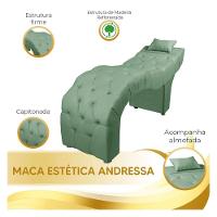 Maca Estofada Para Clínica De Estética Facial Com Capitonê Andressa Veludo Speciale Home Verde Samabaia - 6