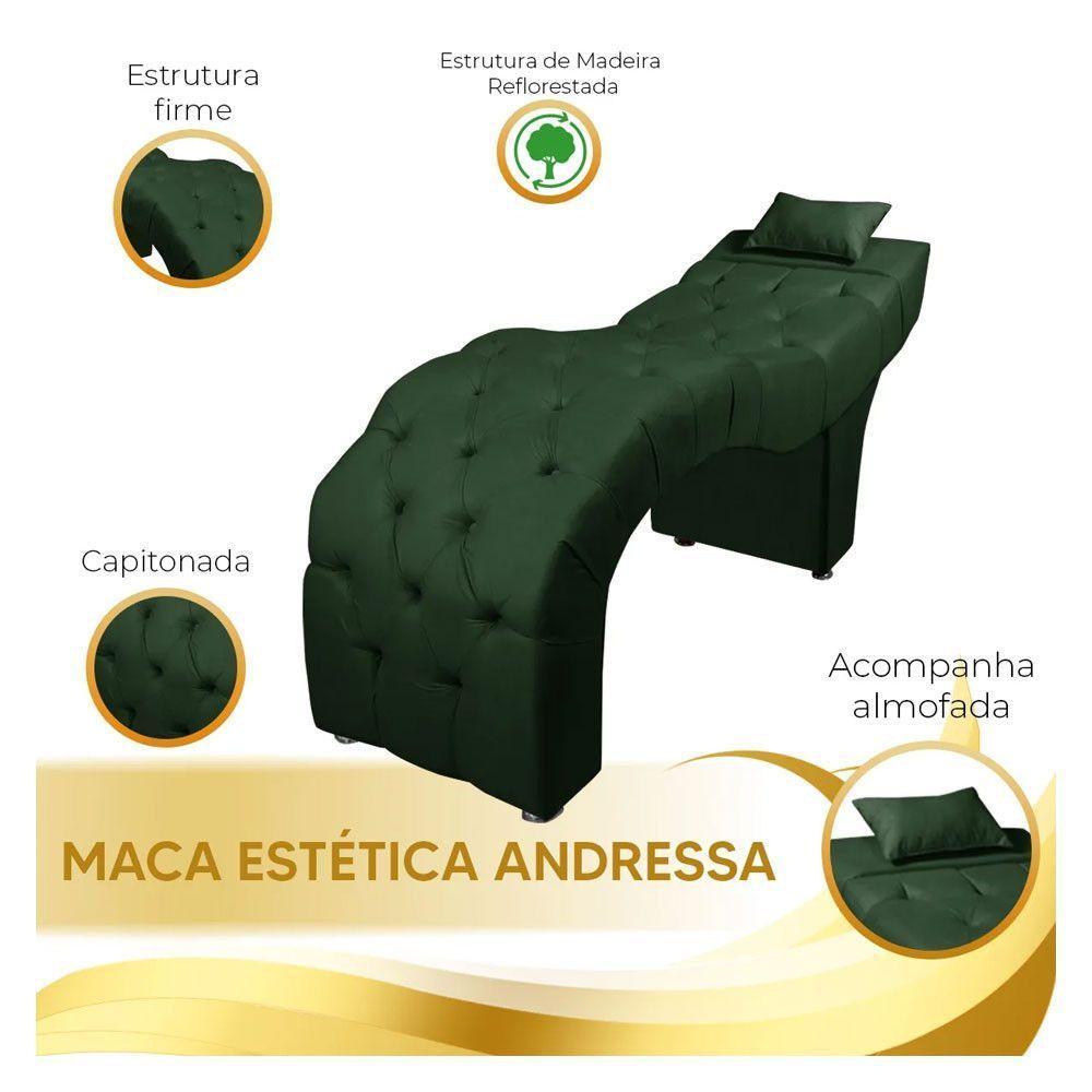 Maca Estofada Para Clínica De Estética Facial Com Capitonê Andressa Veludo Speciale Home Verde - 4
