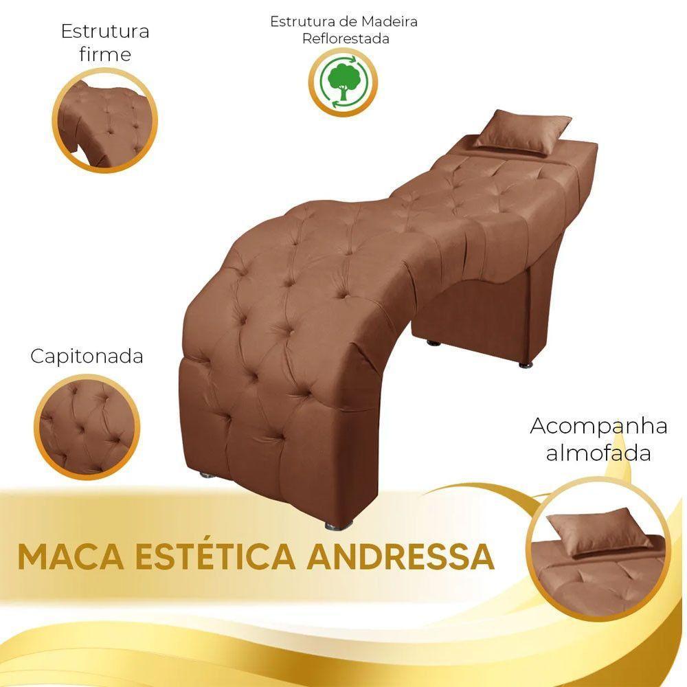 Maca Estofada Para Clínica De Estética Facial Com Capitonê Andressa Veludo Speciale Home Terracota - 5
