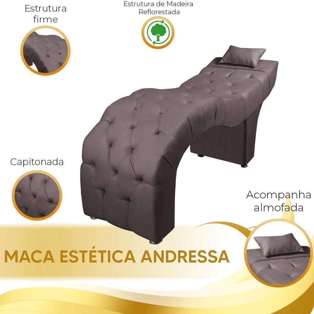Maca Estofada Para Clínica De Estética Facial Com Capitonê Andressa Suede Speciale Home Café - 3