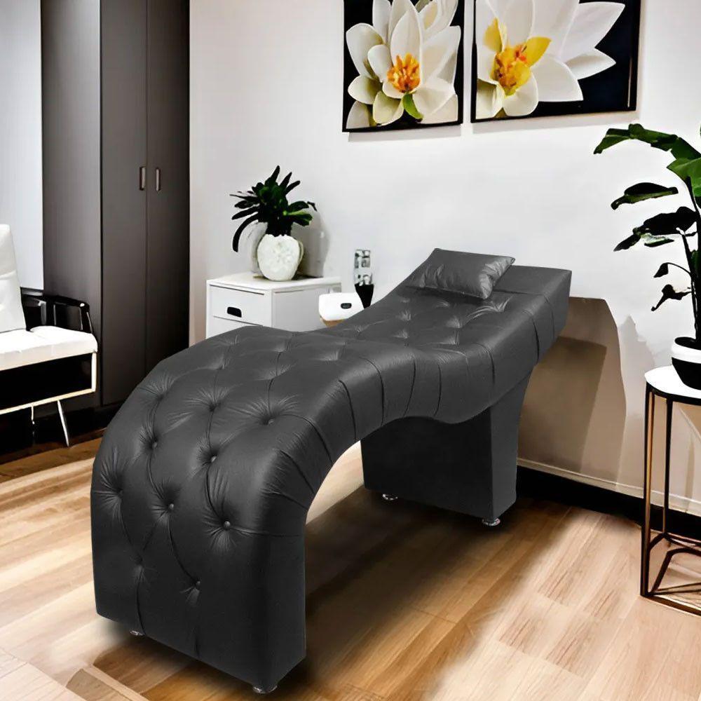 Maca Estofada Para Clínica De Estética Facial Com Capitonê Andressa Preto Material Sintético Speciale Home Preto - 3