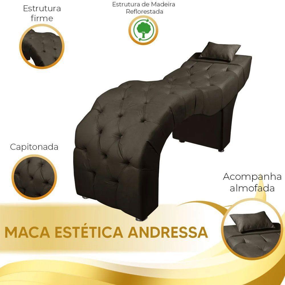 Maca Estofada Para Clínica De Estética Facial Com Capitonê Andressa Suede Speciale Home Marrom - 2