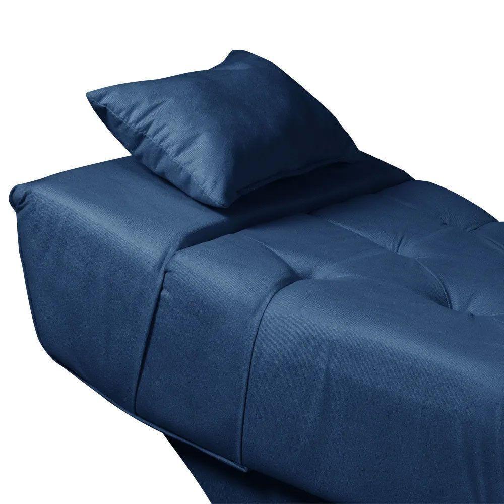 Maca Estofada Para Clínica De Estética Facial Com Capitonê Andressa Veludo Azul Speciale Home Azul - 4