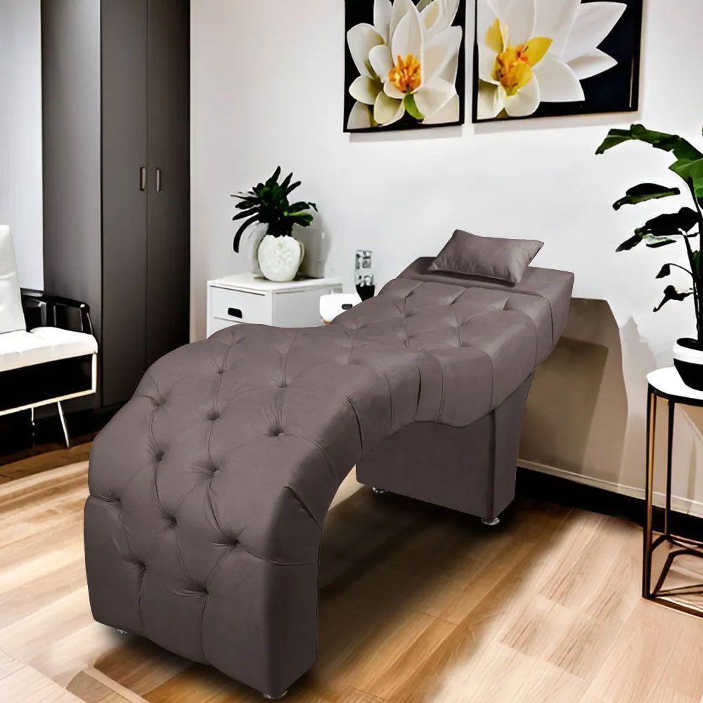 Maca Estofada Para Clínica De Estética Facial Com Capitonê Andressa Suede Marrom Claro Speciale Home Marrom Claro - 6