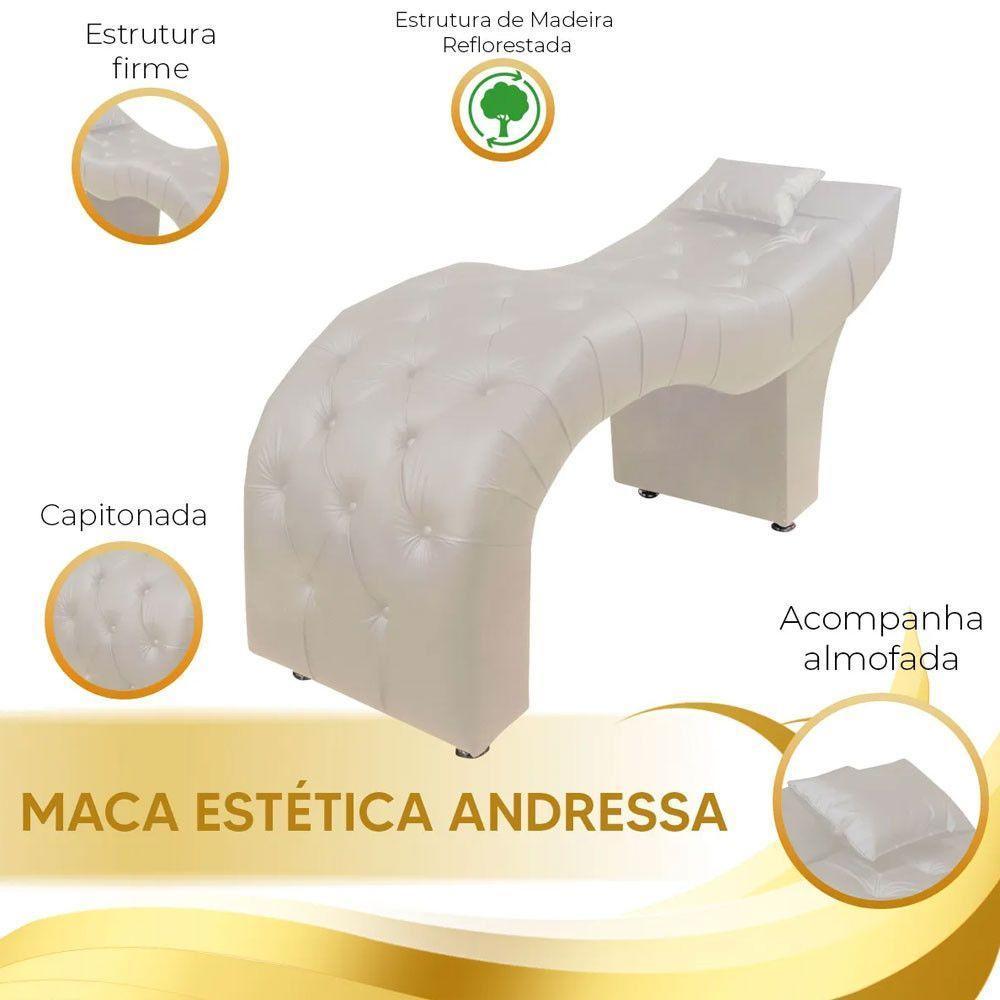 Maca Estofada Para Clínica De Estética Facial Com Capitonê Andressa Material Sintético Speciale Home Bege - 3
