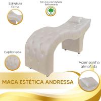 Maca Estofada Para Clínica De Estética Facial Com Capitonê Andressa Material Sintético Speciale Home Bege - 3