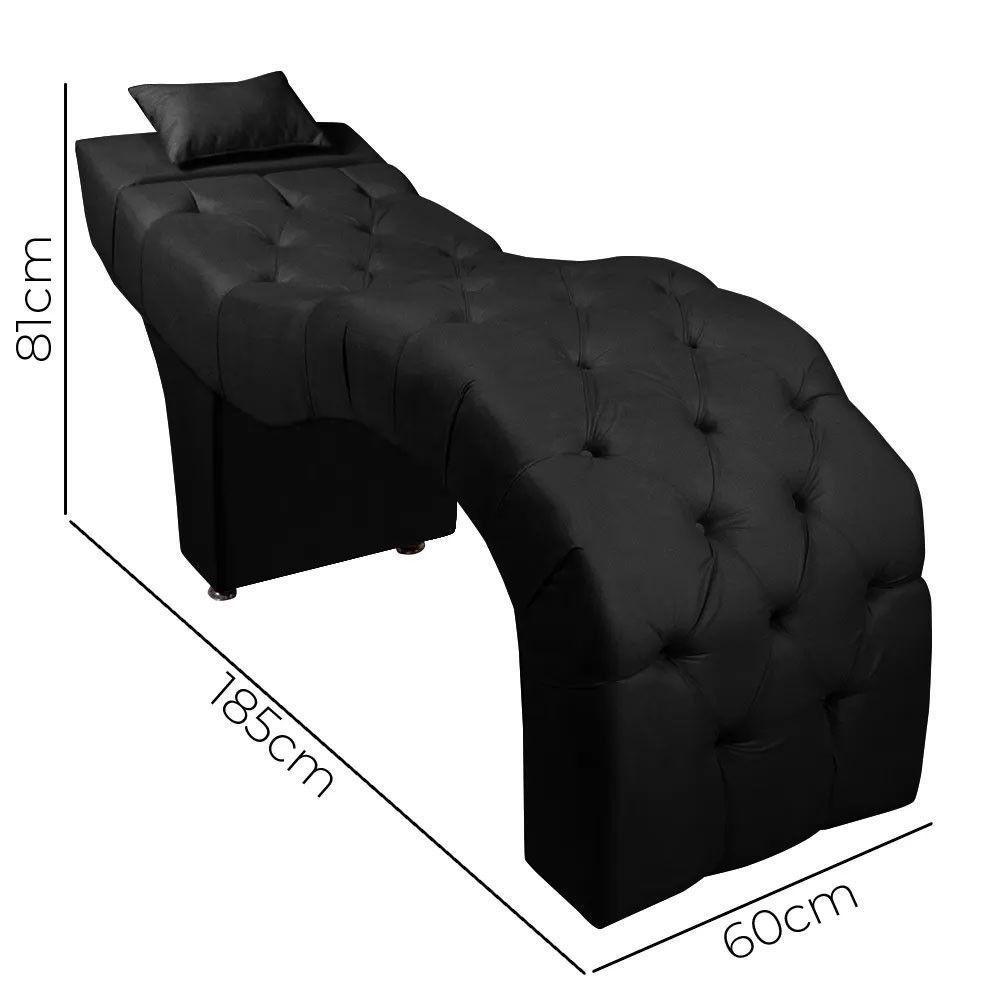Maca Estofada Para Clínica De Estética Facial Com Capitonê Andressa Veludo Preto Speciale Home Preto - 5