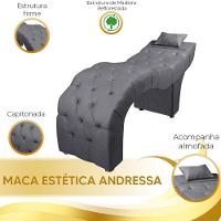 Maca Estofada Para Clínica De Estética Facial Com Capitonê Andressa Suede Speciale Home Cinza