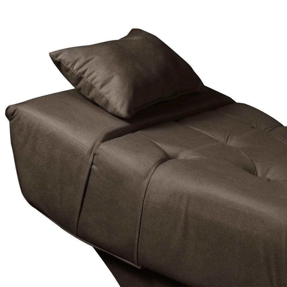 Maca Estofada Para Clínica De Estética Facial Com Capitonê Andressa Veludo Speciale Home Marrom Chocolate - 2