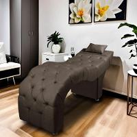 Maca Estofada Para Clínica De Estética Facial Com Capitonê Andressa Veludo Speciale Home Marrom Chocolate - 3