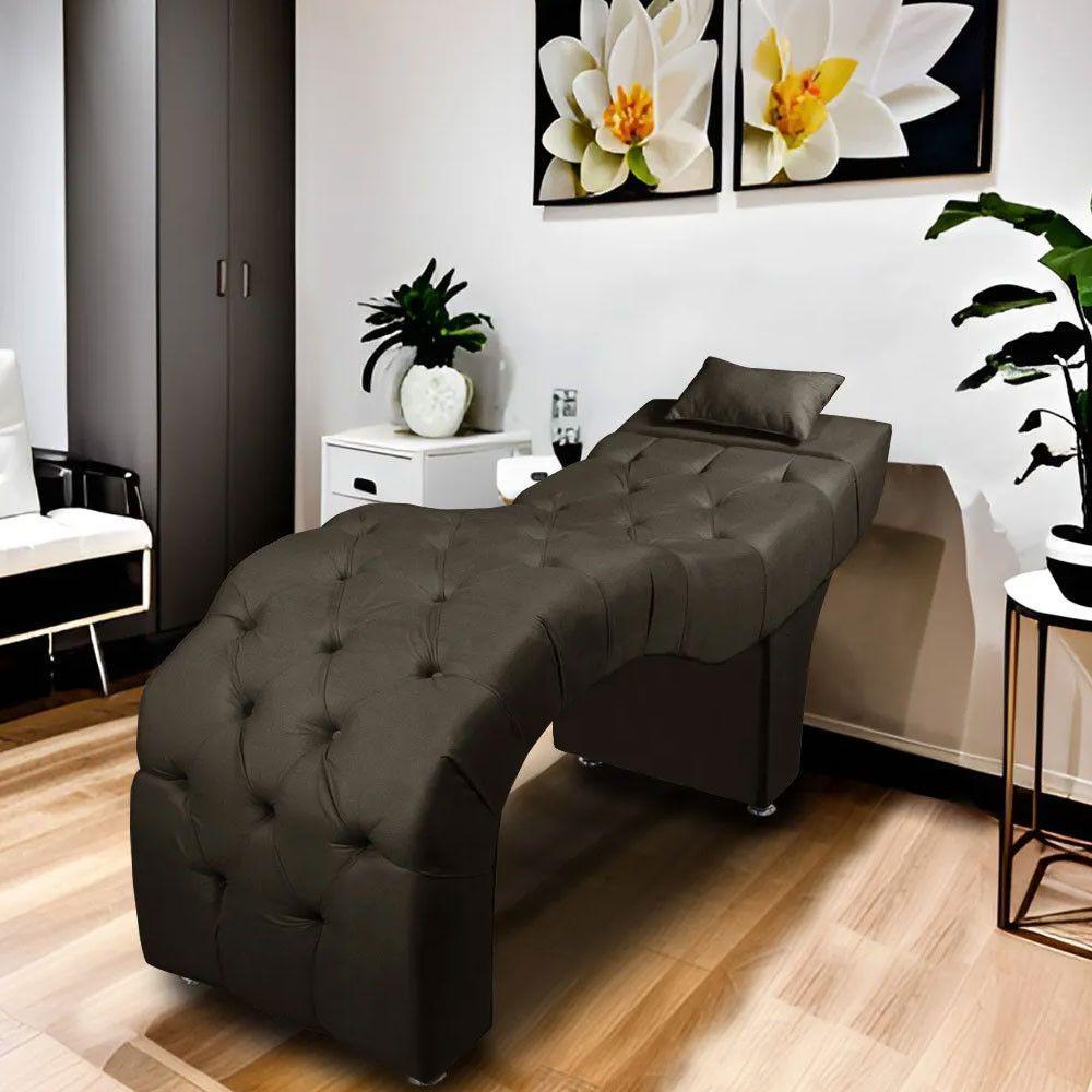 Maca Estofada Para Clínica De Estética Facial Com Capitonê Andressa Suede Marrom Escuro Speciale Home Marrom Escuro - 3