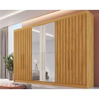 Guarda Roupa Casal Potente c/6 Gavetas e 6 Portas c/ 4 Ripadas c/2 Espelhos Peroba/Off White - Europa - 1