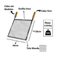 Grelha Retangular Inox Tela Moeda Para Churrasqueira 46x26cm. - 2