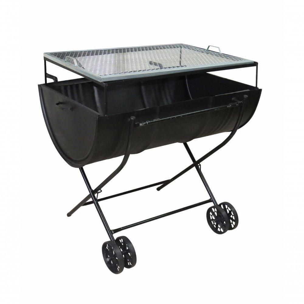 Churrasqueira Meio Tambor Com Grelha E Carrinho 200l - 1