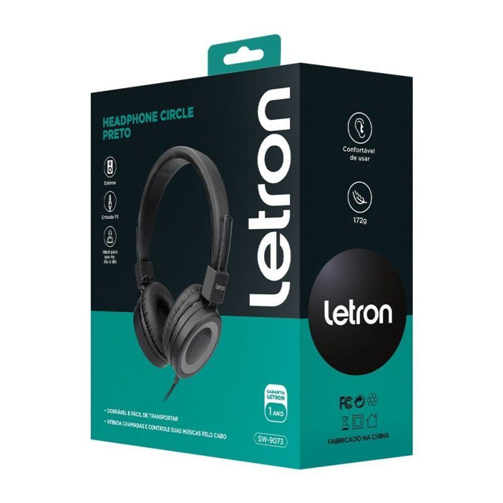Fone De Ouvido Com Mic P3 Letron Circle Preto Estereo Driver - 2