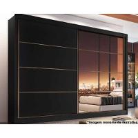 Guarda Roupa 2 Portas de Correr e 6 Gavetas e c/1 Espelho Sevilha Preto - Europa - 1