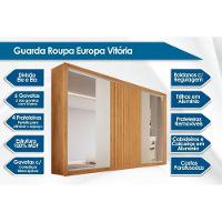 Guarda Roupa Casal Vitória c/6 Gavetas e 3 Portas de Correr 1 Ripada c/2 Espelhos Peroba/Off White/Peroba - Europa - 3