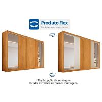 Guarda Roupa Casal Vitória c/6 Gavetas e 3 Portas de Correr 1 Ripada c/2 Espelhos Peroba/Off White/Peroba - Europa