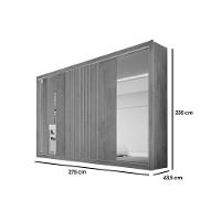 Guarda Roupa Casal Vitória c/6 Gavetas e 3 Portas de Correr 1 Ripada c/2 Espelhos Peroba/Off White/Peroba - Europa - 5