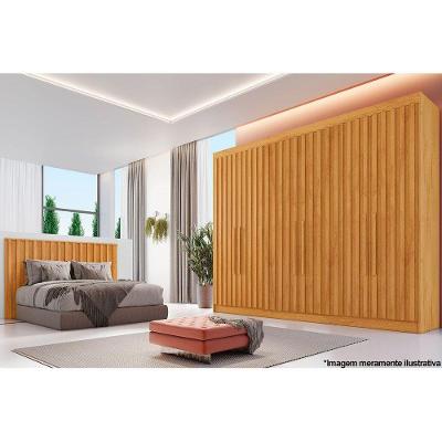 Guarda Roupa Casal Potente 6 Portas de Abrir 6 Gavetas Braúna MDF Móveis Europa