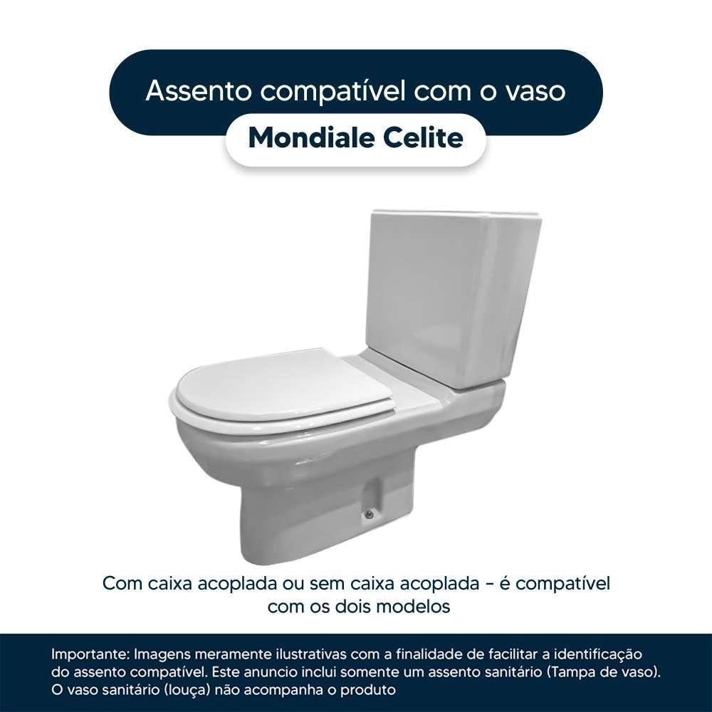 Assento Sanitário Laqueado Soft Close Mondiale Rosato Para Vaso Celite - 5