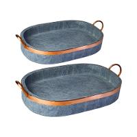 Kit 2 Travessa Oval Para Porção Alça Cobre Pedra Sabão P E M. - 1