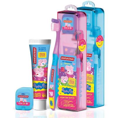 Kit Escova + Fio Dental + Gel + Enxaguante -peppa Pig - Rosa