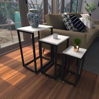 Kit Com 3 Mesa Lateral Branca Aparador De Sofa Sala Mesa Lateral Cama - 1