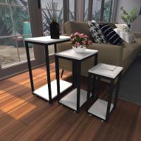 Kit Com 3 Mesa Lateral Branca Aparador De Sofa Sala Mesa Lateral Cama - 1