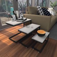 Kit Com 3 Mesa Lateral Cinza Aparador De Sofa Sala Mesa Lateral Cama - 1