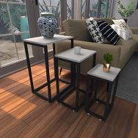 Kit Com 3 Mesa Lateral Cinza Aparador De Sofa Sala Mesa Lateral Cama - 1