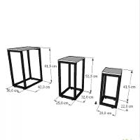 Kit Com 3 Mesa Lateral Cinza Aparador De Sofa Sala Mesa Lateral Cama - 3