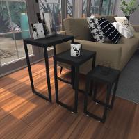 Kit Com 3 Mesa Lateral Preta Aparador De Sofa Sala Mesa Lateral Cama - 1