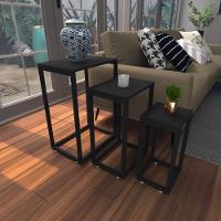 Kit Com 3 Mesa Lateral Preta Aparador De Sofa Sala Mesa Lateral Cama - 1