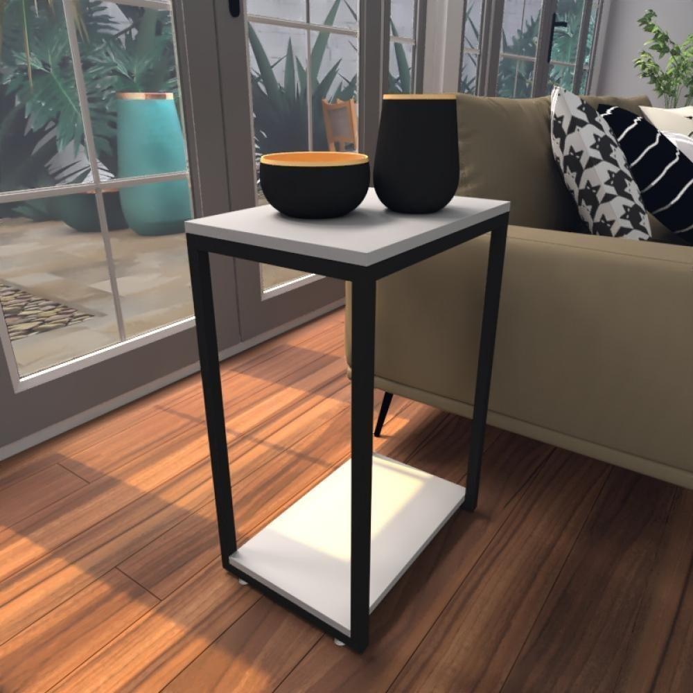 Mesa Lateral Cinza Aparador De Sofa Sala Mesa Lateral Cama - 1