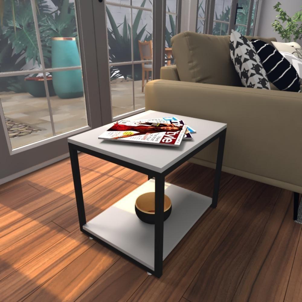 Mesa Lateral Cinza Aparador De Sofa Sala Mesa Lateral Cama - 1