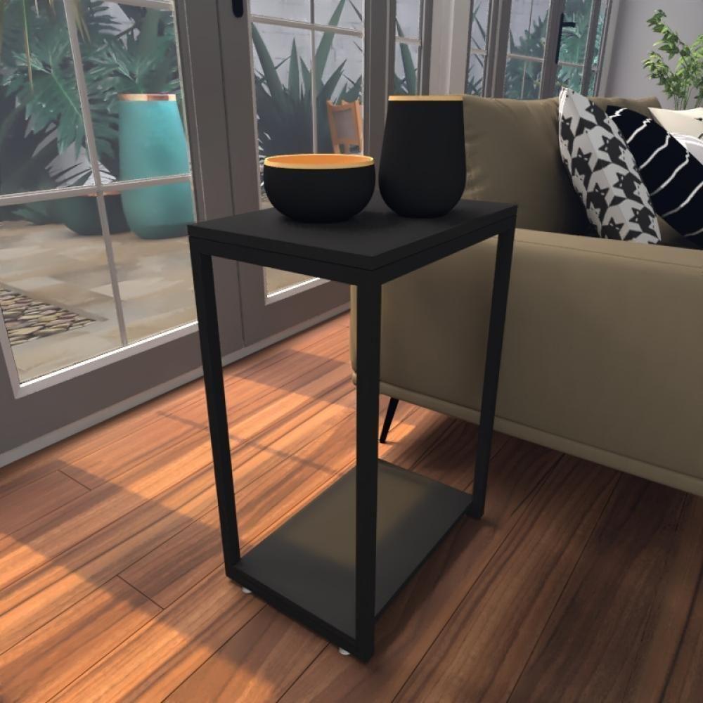 Mesa Lateral Preta Aparador De Sofa Sala Mesa Lateral Cama - 1