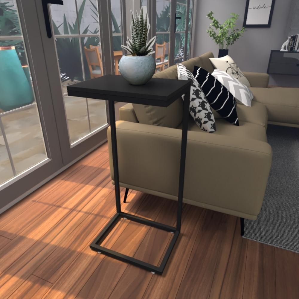 Mesa Lateral Preta Aparador De Sofa Sala Mesa Lateral Cama - 1
