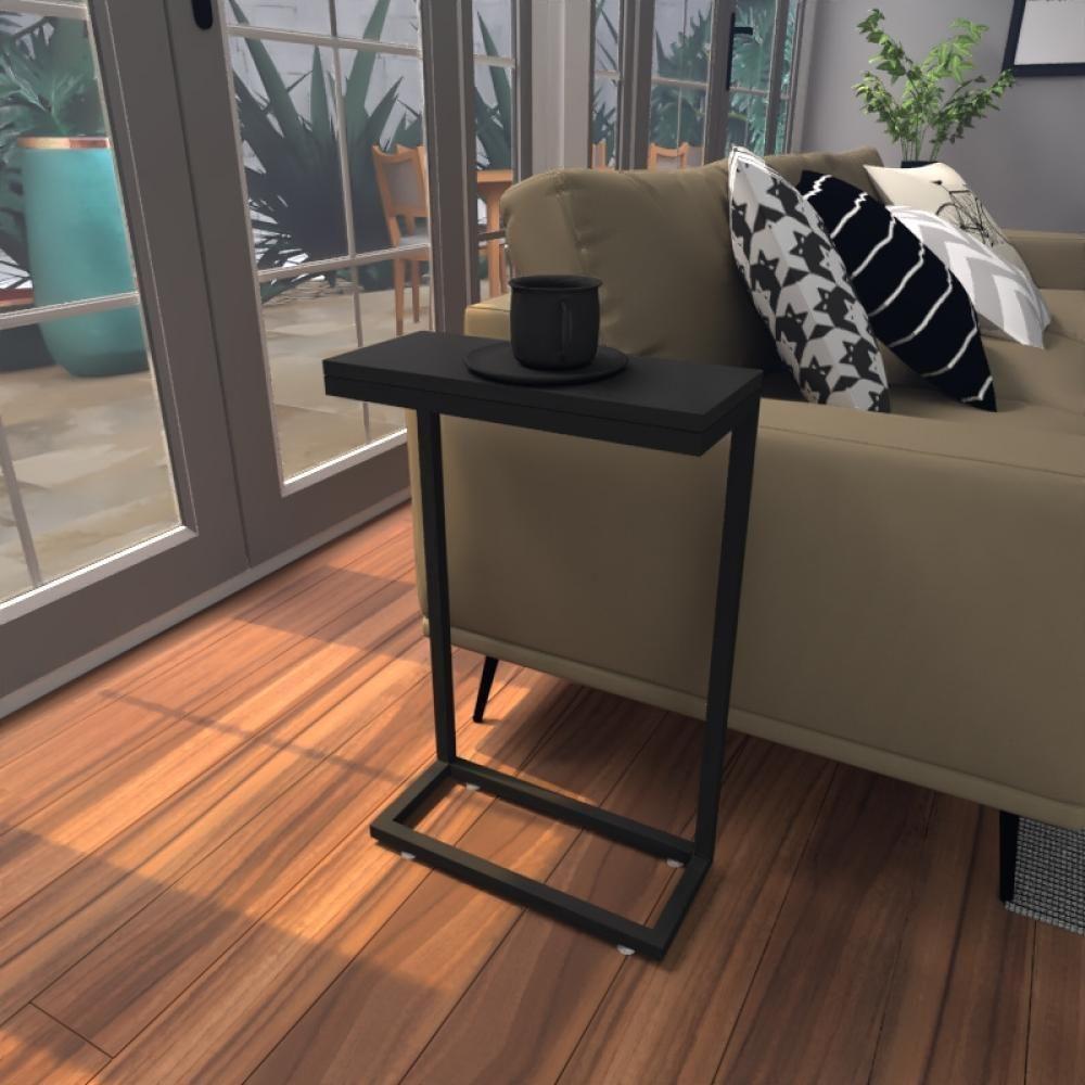 Mesa Lateral Preta Aparador De Sofa Sala Mesa Lateral Cama - 1