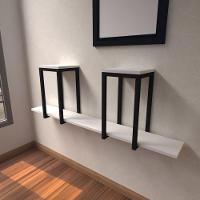 Aparador Industrial Branco Off White Moderno Cantinho Café Escritorio Simples Bancada Suspensa - 1