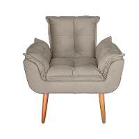 Kit 02 Poltrona Para Sala E Quarto Decorativa Opala Suede Cor Bege - 2